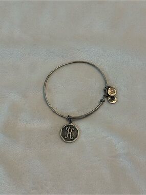 Alex and Ani 2015 Initial K Script Charm Expandable Silver Bangle Bracelet